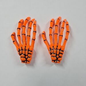 Hair‎ Clips Skeleton Hand Halloween Orange Hair Clips NEW